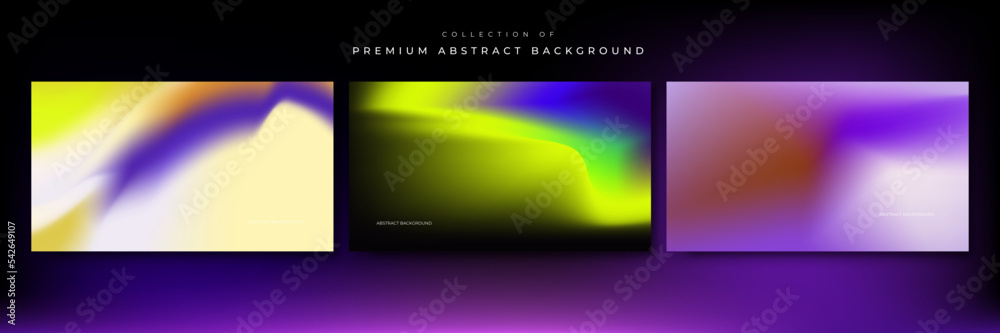 Naklejka premium Pink green orange yellow and dark blue cyberpunk abstract background with liquid fluid gradient blur