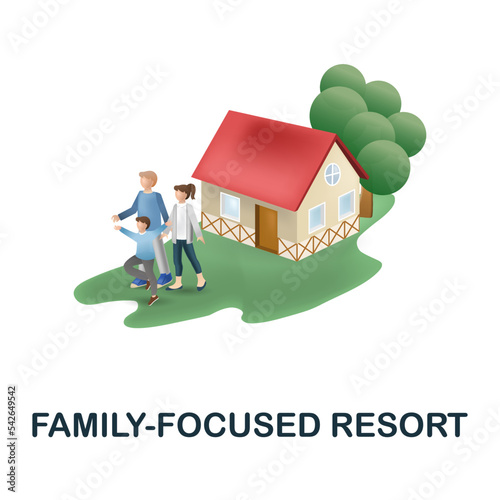 Family-Focused Resort icon. 3d illustration from resorts collection. Creative Family-Focused Resort 3d icon for web design, templates, infographics and more