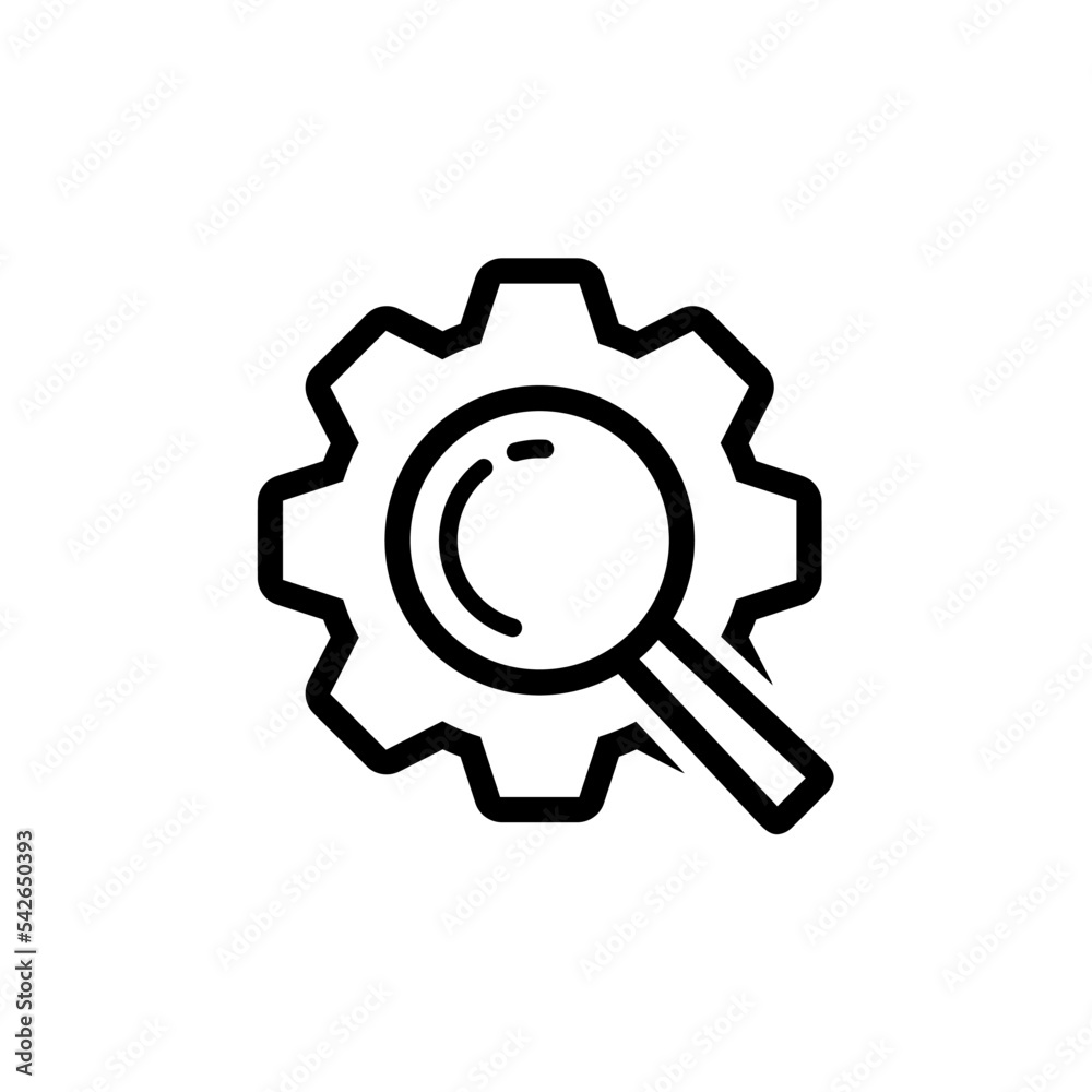 search engine icon. Gear icon