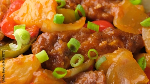 Sweet and Sour Pork rotating video in bowl photo