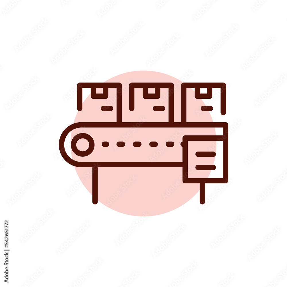 Conveyor with boxes olor line icon. Pictogram for web page Conveyor with boxes olor line icon. Pictogram for web page