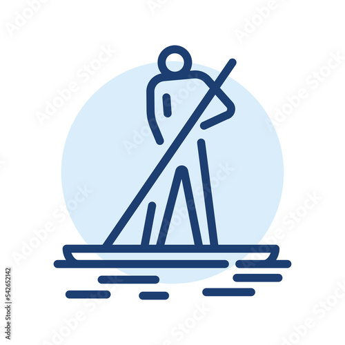 Paddleboarding black line icon. Water activity.