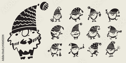 Christmas gnomes silhouette bundl. Xmas Gnome.