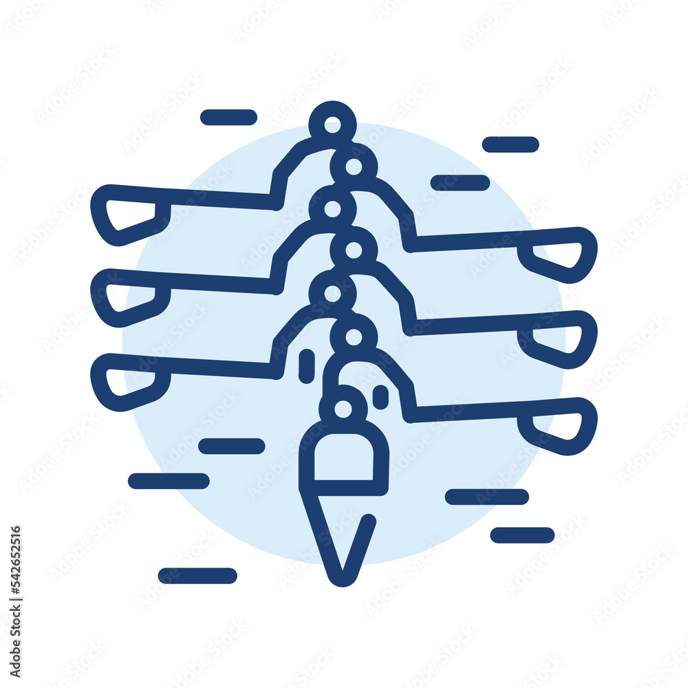 Sweep Rowing black line icon. Water activity. Sweep Rowing black line icon. Water activity.