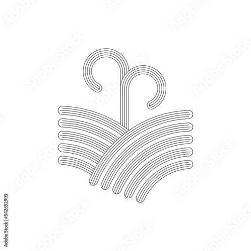 Young plant. Young seedling grow from fertile soil abstract illustration. Sprout and soil. Outline  symbol. Part of set.