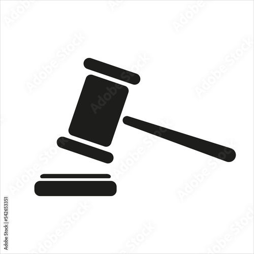 Hammer, group of files on judge table covered with dust concept of pending old cases or work at judicial court. Vector black line icon on a white background
