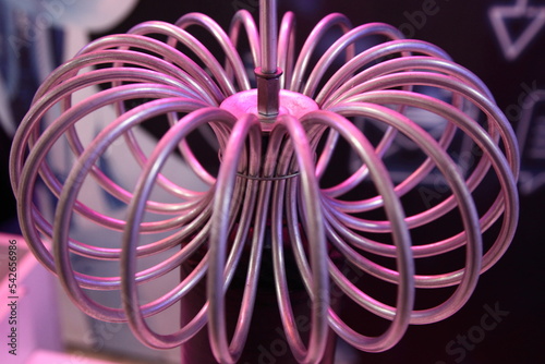 Tesla coil spiral construction closeup photo