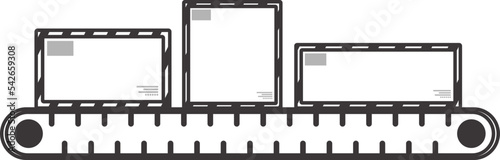 Line conveyor. The concept of delivery of cargo and parcels. Linear modern style.