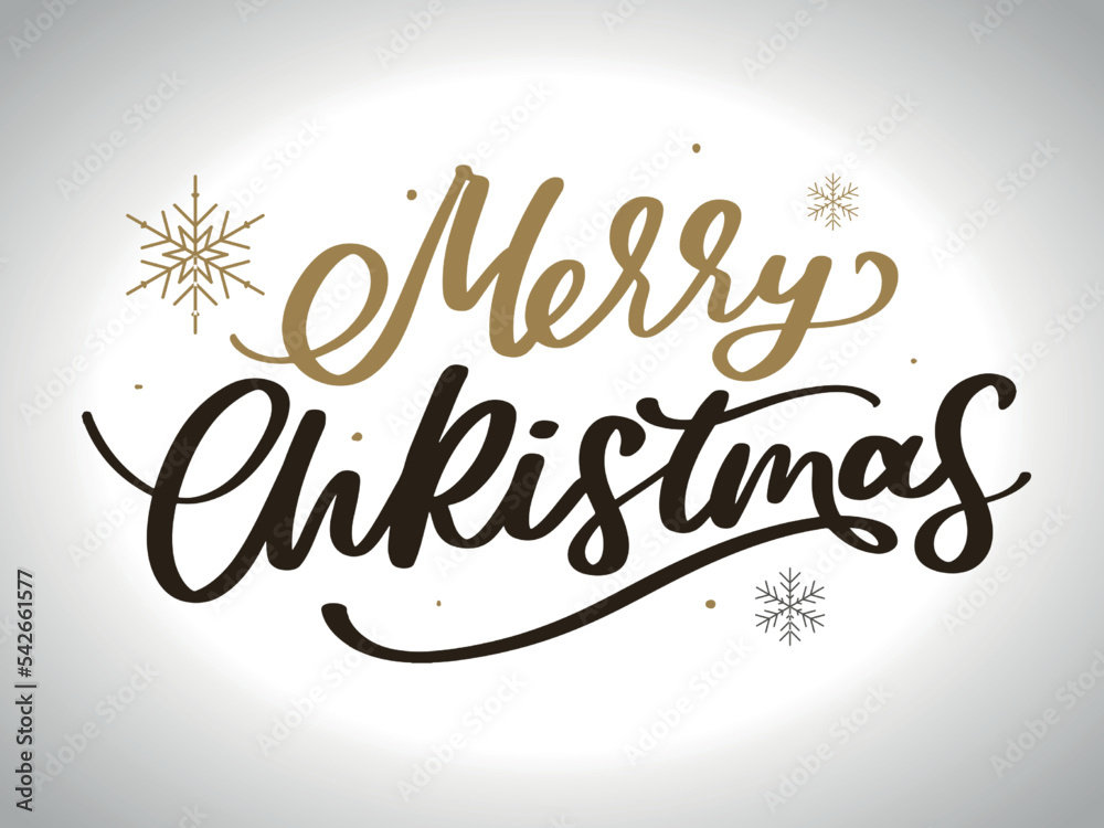 Merry christmas hand lettering calligraphy isolated on white background. Vector holiday illustration element. Merry Christmas script calligraphy