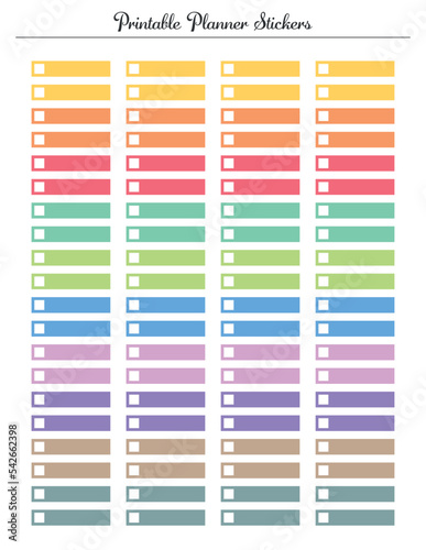 Colorful labels planner stickers, printable sheet