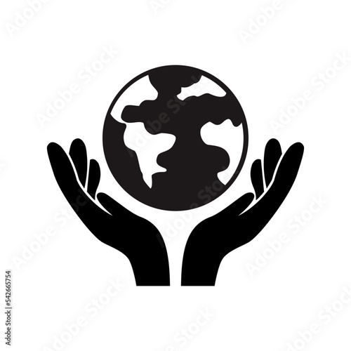 Hand hold globe icon