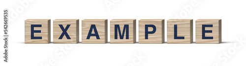 Example font from wooden cube graphic as transparent png