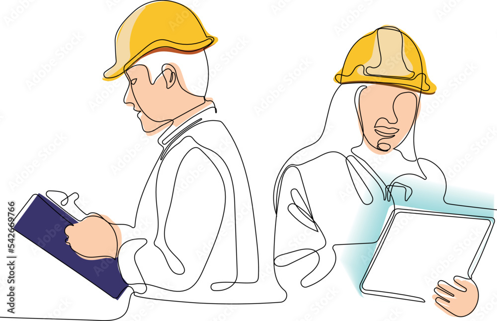 construction manager and engineer working on building site. Vector illustration construction manager and engineer working on building site. Vector illustration