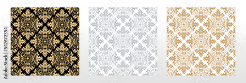 Wallpaper in the style of Baroque. Seamless vector background. Set of colored floral ornament. Graphic pattern for fabric, wallpaper, packaging. Ornate Damask flower ornament