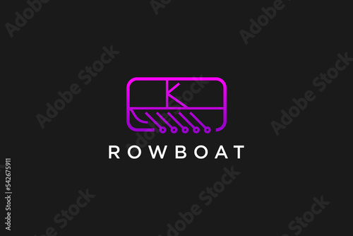 Rowing boat logo design minimalist line style icon symbol