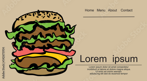 Hand drawn hamburger icon.  vector icon