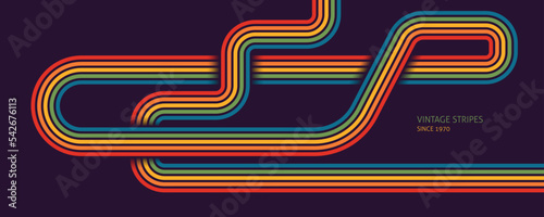 Abstract Vintage 70s Style Background. Retro Design With Stripes Vector Illustration