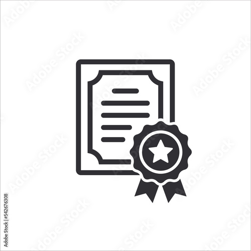 Сertificate icon. Vector certificate icon. License icon. Premium quality. Achievement badge. Quality mark. Approved. Extended license. Contract icon. Agreement. Quality seal. Patent sign. Star. Stamp