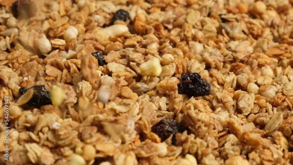 Muesli Background. Homemade Granola Filling full Frame. Top view, close ...