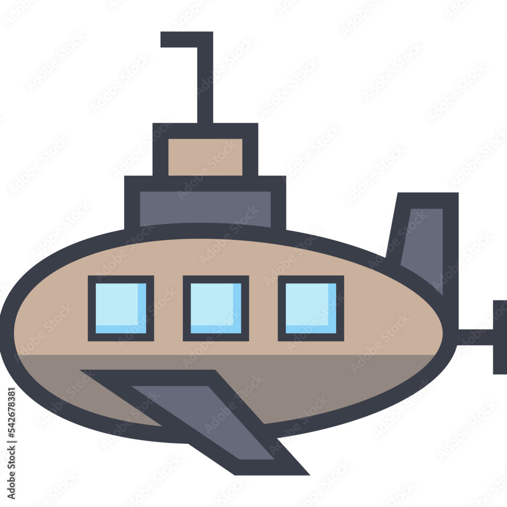 Obraz premium Submarine Colored Illustration