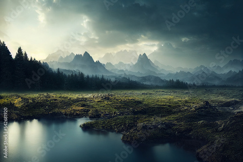 lake and mountains breathtaking scenery 4k background