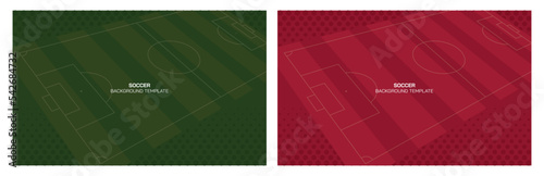 Soccer field perspective view vector background. European football field illustration. 