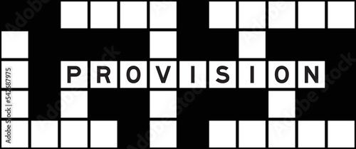 Alphabet letter in word provision on crossword puzzle background