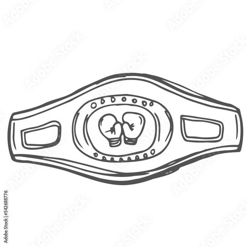 Boxing champion belt sketch in doodle style