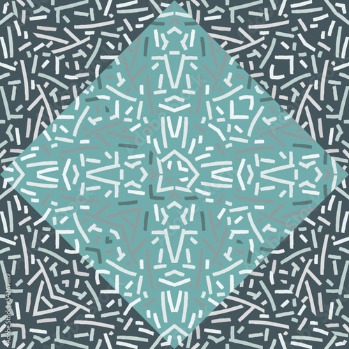 Creative tribal mosaic seamless pattern. Abstract geometric ethnic tile. Hand drawn lines vintage ornament.