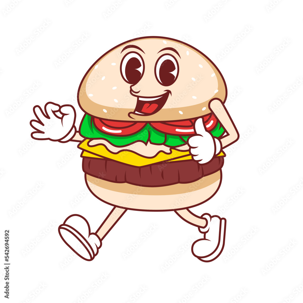 Hamburger Cheeseburger Cartoon Character. Burger mascot vector
