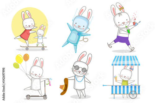 Vector image of a cute bunny. Isolated background, postcard, design.
