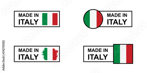 Set of made in the Italy labels, made in the Italy logo, Italian flag , Italian product emblem For page, mockup brochure style, banner, idea, cover, booklet, print, flyer, book etc