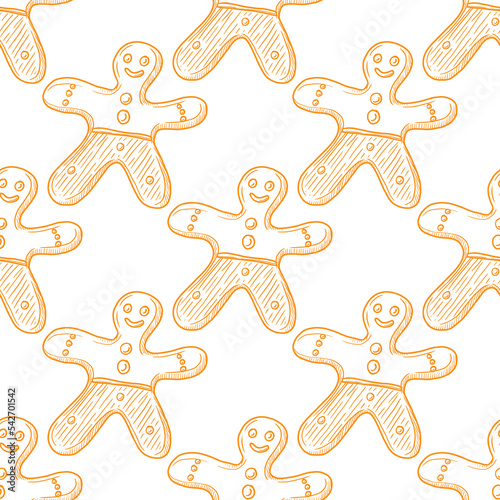 Gingerbread man vector seamless pattern