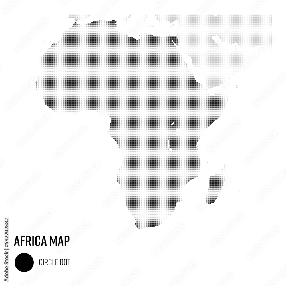 世界地図ドット アフリカ地域 国別にグループ