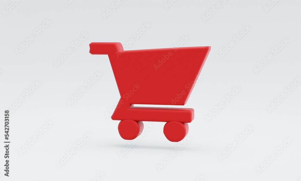 Minimal red shopping sale concept symbol on white background. 3D illustration for shopping online. Minimal red shopping sale concept symbol on white background. 3D illustration for shopping online.