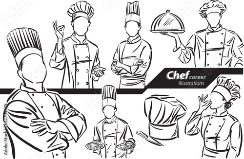 chef career profession work doodle design drawing vector illustration
