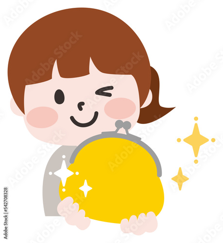 財布と女性のイラスト