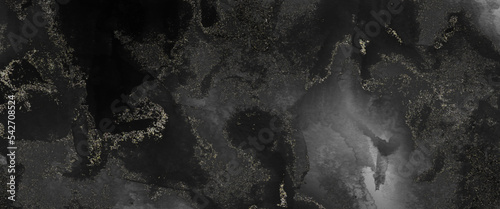Black watercolor grunge background. Black gold marble texture background. Tiles luxury stone floor seamless glitter for interior and exterior. Abstract fog distressed vintage grunge.
