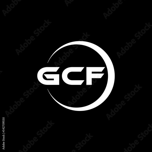 GCF letter logo design with black background in illustrator, cube logo, vector logo, modern alphabet font overlap style. calligraphy designs for logo, Poster, Invitation, etc.