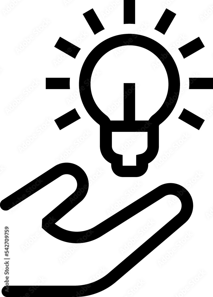 Idea line icon. Light bulb in hand. Idea line icon. Light bulb in hand.