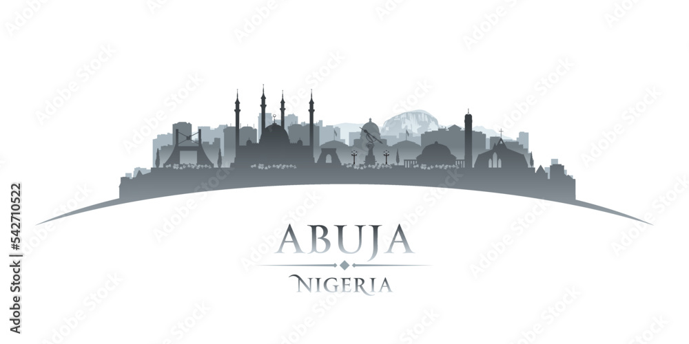 Abuja Nigeria city silhouette white background