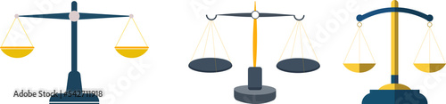 Scales icons set. Law scale icon. Vector flat design