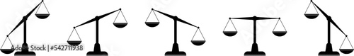 Scales icons set. Law scale icon. Vector flat design