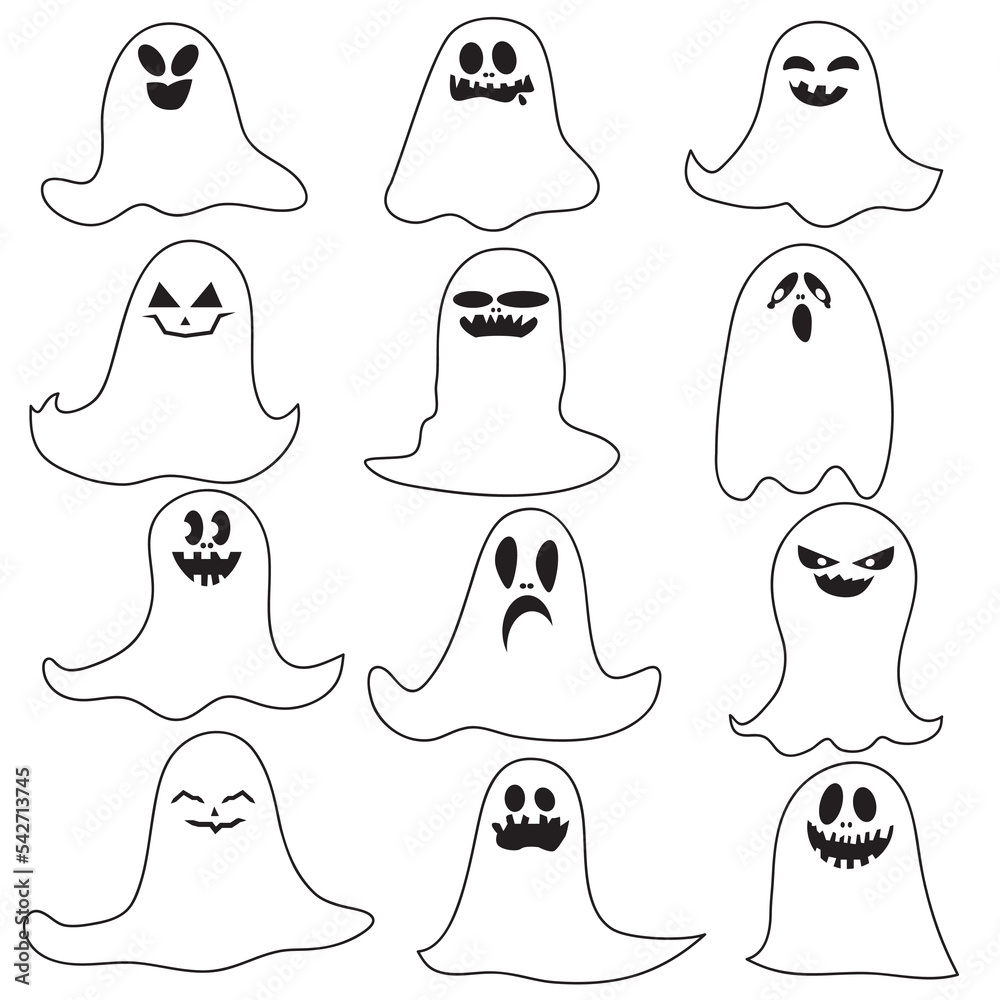 A collection of cute and funny little ghosts A collection of cute and funny little ghosts