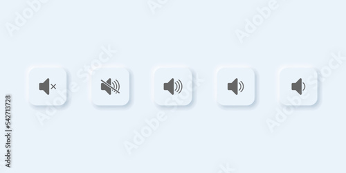 Vector neumorphic style Volume button set for UI design