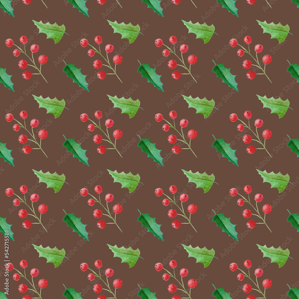 retro pattern berries and leaves