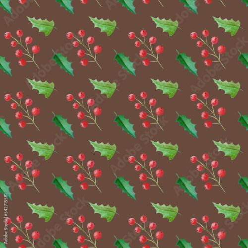 retro pattern berries and leaves