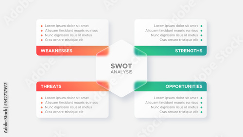 Four 4 Steps Options Circle Business Infographic SWOT Analysis Design Template