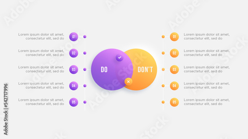 Circle Round Dos and Don'ts, Pros and Cons, VS, Versus Comparison Infographic Design Template