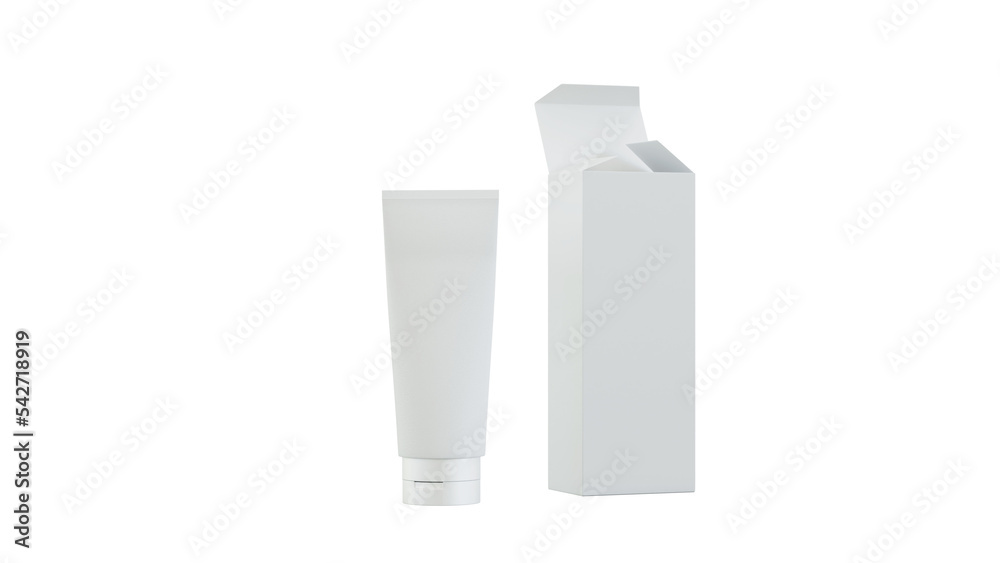 Cosmetic tube and packaging box realistic model for mockups